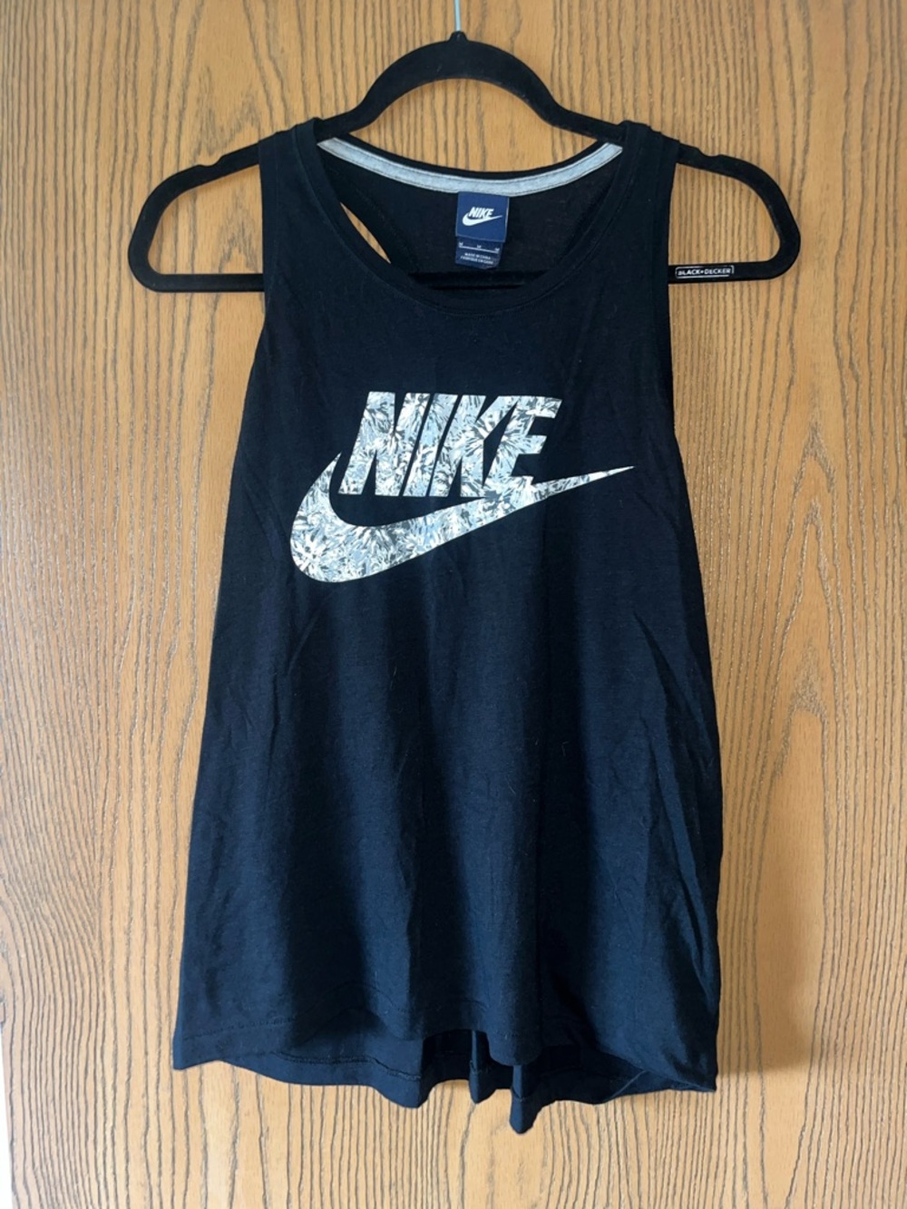 Nike Black Tank Top with White Marble Swoosh